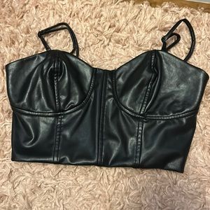 Pleather crop Express corset top